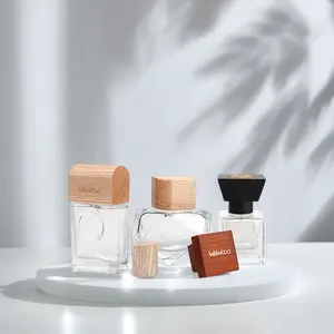 Custom Black Wood Perfume Bottle Covers With Crown Cap Screen Printed For Packaging