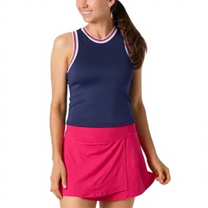 Uniformes d'équipe de cheerleading, uniformes de cheerleading personnalisés avec couleurs, logos et designs élégants personnalisés, bleu marine rose sans manches, tennis - Product Image 1