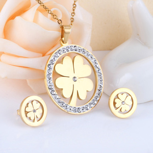 Conjunto <span class=keywords><strong>de</strong></span> Joyería Fina <span class=keywords><strong>de</strong></span> Moda para Uso Diario, Chapado en Oro <span class=keywords><strong>de</strong></span> 18k, Cristal Australiano, Trébol <span class=keywords><strong>de</strong></span> Cuatro Hojas, Marca Famosa - Product Image 1