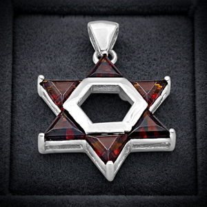 Pendentif en argent 925 Art Palace avec pierre grenat en forme d'étoile, pierres précieuses en vrac - Product Image 1