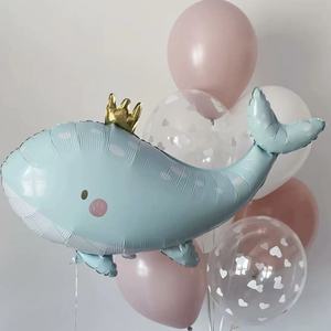Palloncino in Foil <span class=keywords><strong>a</strong></span> Forma <span class=keywords><strong>di</strong></span> Balena con Corona, Ideale per Compleanni, Matrimoni, Tema Oceano e Decorazioni per Feste Baby Shower - Product Image 4