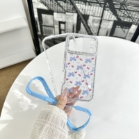 Fabrieksdirect PC telefoonhoesje met ingelegde diamanten, epoxy grafische print, antislip, pastelkleurige bloemen, voor ZT NUBIA V80 MAX 4G