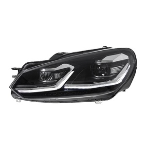 Para Golf 6 (09-12) - Modificación de Conjunto de Faros Delanteros con Luz Diurna LED de 12V y Señal de Giro Dinámica - Lentes LED de 12V para Faros Delanteros - Product Image 1