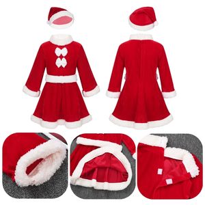 Baby Santa Claus Costumes Girls Velvet Dress With Hat <strong>Outfits</strong> Boys Tops With Pants Belt Hat Set for Christmas Party Holiday - Product Image 4
