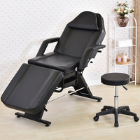 Table de massage et de soin pour hôtel, chaise de tatouage réglable avec lit de barbier offert, équipement de spa et salon en cuir PU pliable et confortable