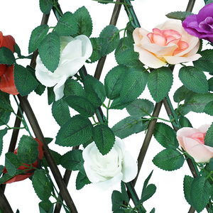 Faux Ivy <span class=keywords><strong>Leaves</strong></span> <span class=keywords><strong>Fence</strong></span> Decor recinzione artificiale espandibile con fiori - Product Image 2