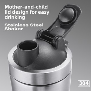 Shaker à protéines en acier inoxydable avec base de rangement, sans BPA, compartiment inférieur pour poudres et suppléments, idéal pour le sport - Product Image 3