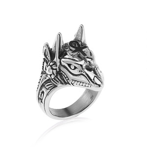 Aggressives Edelstahl Anubis Kreuz Symbol Vergoldete versilberte Ringe für Männer - Product Image 2