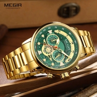 Montre Megir 2223 de luxe à quartz pour homme, montre de mode, lumineuse, de qualité supérieure, bracelet en acier inoxydable, montre-bracelet