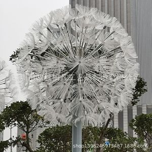 Sculpture de pissenlit en fibre de verre pour extérieur, art de jardin, décoration végétale artificielle, autoportante, forme irrégulière, finition peinte - Product Image 1