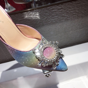 Escarpins Sandales Élégants à Bout Pointu pour Femmes, Talons Hauts Scintillants en Cristal, Mules à Talon Aiguille en Perspex 2025 - Product Image 5