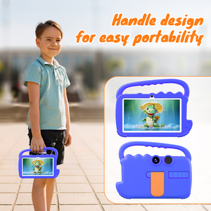 7-inch trẻ em Tablet PC silicon trường hợp thiết kế di động 2 + 32GB Android 12 Quad Core giáo dục trẻ em phim hoạt hình Hình ảnh máy tính bảng - Product Image 3