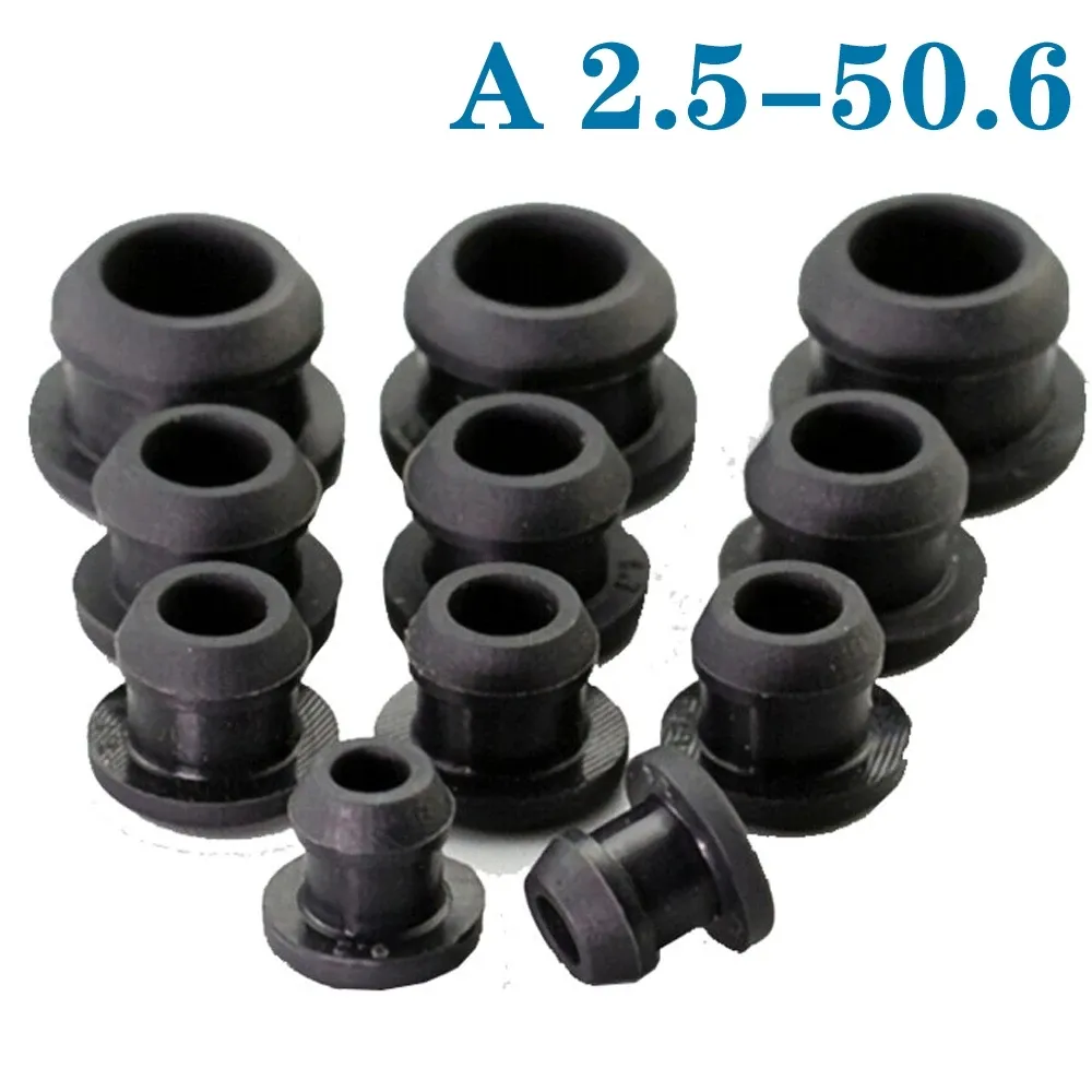 2.5-50.6mm Noir Conique Snap-on Silicone En Caoutchouc T Type Plug Obturation Embouts Tube Inserts Bung Preuve Haute Température