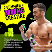 Créatine monohydratée en bonbons gélifiés pour développer les muscles, soutien énergétique pour le sport, 3000 mg, complément alimentaire pour développer les muscles, 60 bonbons gélifiés, adolescents