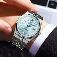 Montres pour hommes BINBOND B8181 8181, nouvelle mode, bleu, quartz original, acier inoxydable, aiguilles lumineuses, montre de bureau, date automatique
