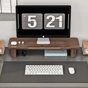 <b>Desktop</b> Computer Riser Stand Wooden Monitor Support Elevated Base Desk Storage <b>Shelf</b> Multifunctional Office <b>Desktop</b> Organizer - Product Image 1