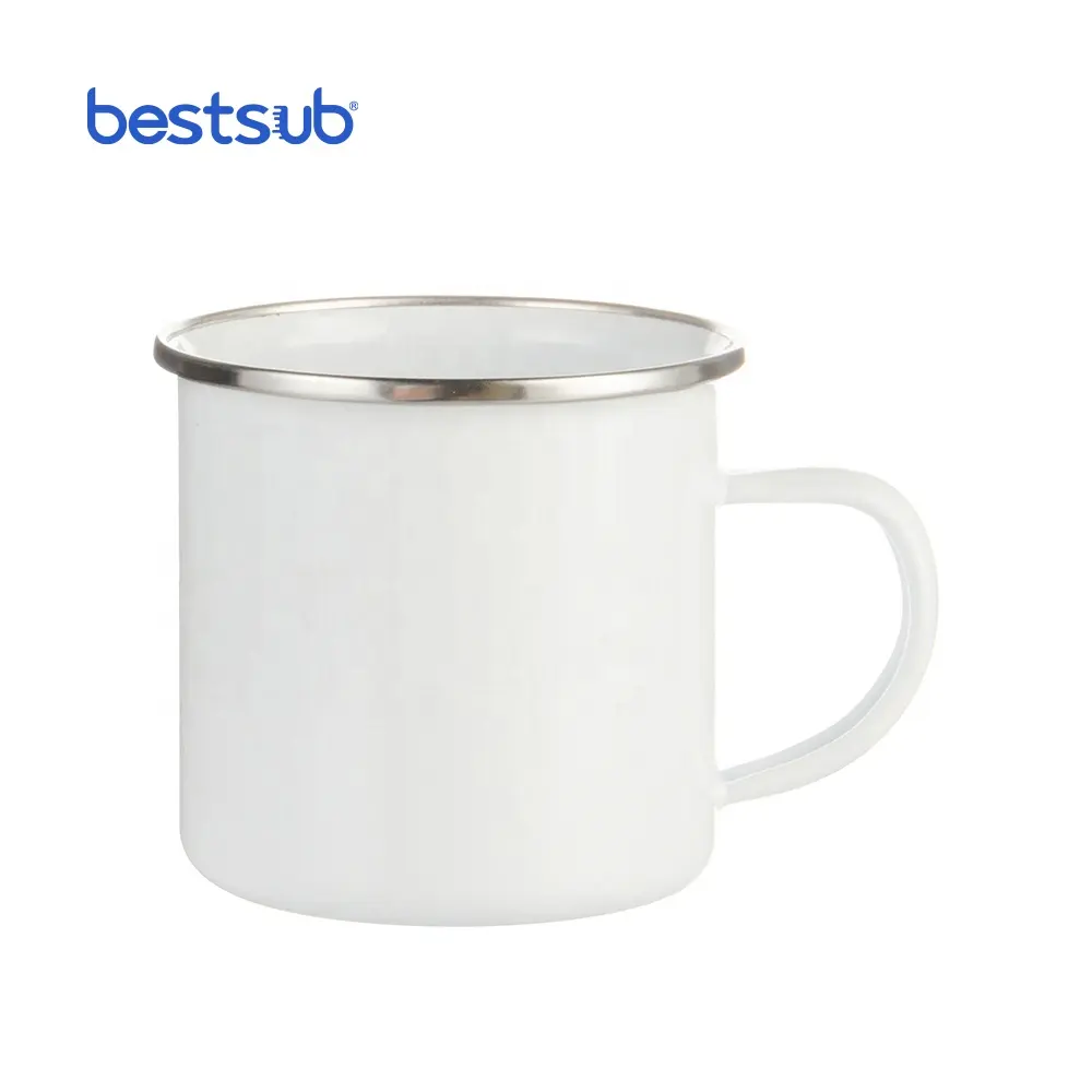 Bestsub caneca personalizada 12oz, caneca de esmalte de café reutilizável de impressão de transferência de calor
