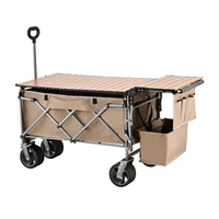 Chariot de camping à quatre roues, chariot utilitaire, parc, pique-nique, pliable, plage, jardin, chariot pliable d'extérieur pour enfants avec table