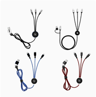 Câble de charge rapide 3-en-1 tressé coloré, compatible avec Type C pour smartphone, personnalisable avec logo, idéal comme cadeau - Vente Flash