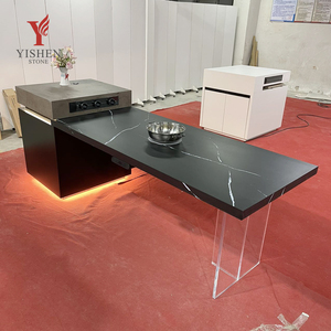Isla de <span class=keywords><strong>Cocina</strong></span> Modular Moderna de Alta Calidad, Fabricada con Piedra Sinterizada, Resistente al Fuego y Ecológica, con <span class=keywords><strong>Luz</strong></span> <span class=keywords><strong>LED</strong></span>, Extensible y Personalizable - Product Image 1