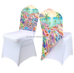 High Quality Puerto Rico Frog LOGO Spandex Elastic Stretch <strong>Chair</strong> <strong>Covers</strong> for Wedding Luxury Design <strong>Half</strong> Back <strong>Chair</strong> <strong>Cover</strong> - Product Image 3