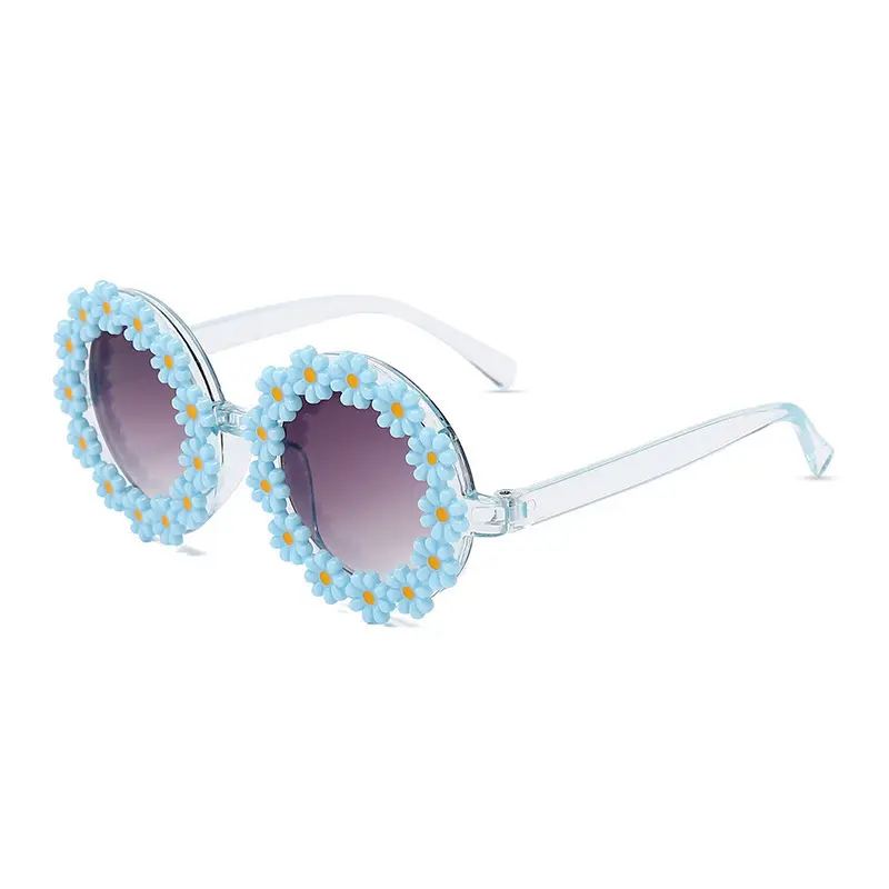 LBashades Lunettes de soleil pour enfants New Sun Flower Cute Baby Comfortable 1-6 years old kids Sunglasses Round Frame Flower Glasses