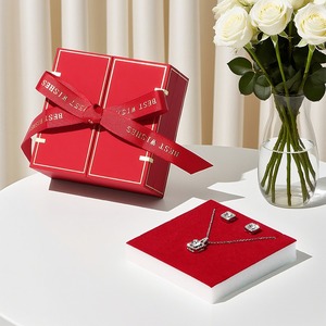 Caja de joyería de doble puerta con doble cinta personalizada, caja de embalaje universal para anillos, collares y pendientes. - Product Image 2