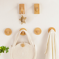 Porte-manteau mural simple en bois de hêtre poli, style campagnard, écologique, avec crochet intégré