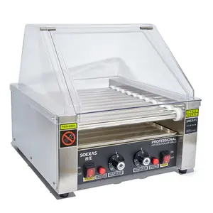 商用电动热狗烤肉机，带盖食品展示取暖器热狗烤肉机