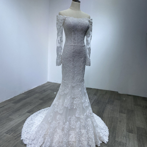Real Pictures Bridal Luxury Heavy Beading Lace Long Sleeves Off Shoulder Wedding Dress <strong>Wm21</strong> - Product Image 6