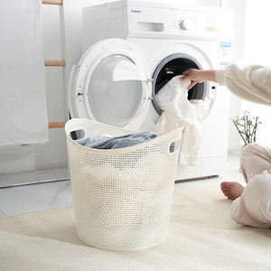 <b>Laundry</b> <b>Basket</b> Round Plastic Storage <b>Basket</b> Durable Clothing Organizer Bathroom Household Use - Product Image 2