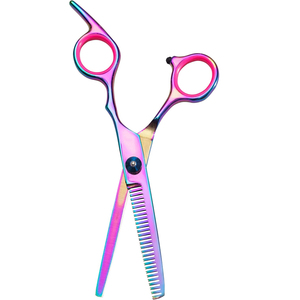 Tijeras de entresacar multicolor de última moda para peluquería, de acero inoxidable, las más vendidas para barbería. - Product Image 3