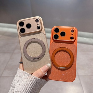 Funda para Teléfono con Anillo Magnético Giratorio y Soporte Plegable con Brillantina para iPhone Air 13 14 15 16 17Pro Max, Compatible con Carga Inalámbrica - Product Image 2