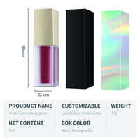 Vente en gros de tubes de brillant à lèvres en or Fournisseur de brillant à lèvres avec impression de logo privé Rouge à lèvres mat brillant Nude Shade