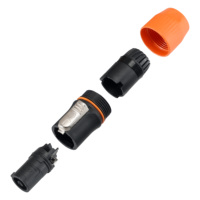 Connecteur d'alimentation CA robuste pour éclairage de scène extérieur, prise de sortie orange IP65 résistante aux UV pour mur vidéo LED et audio