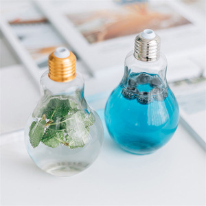 Wholesale Unique for Lamp Bulb Shape 360ml Custom Juice Beverage <b>Plastic</b> <b>Drink</b> Bottle with Lid Screen Printing BPA Free - Product Image 3