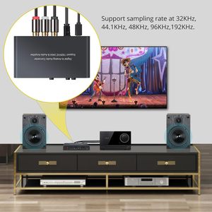 Convertidor de Audio Digital a Analógico de <span class=keywords><strong>192KHz</strong></span>, Entrada Óptica Digital Toslink Coaxial SPDIF, Salida RCA AUX de 3.5mm, Volumen Ajustable - Product Image 3