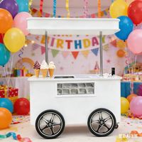 Carrito Móvil Personalizable con Ruedas para Bodas, Festivales, Fiestas de Cumpleaños, Carrito de Helados y Dulces, Color Personalizado