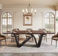 Table de salle à manger de luxe STG, style européen et américain moderne, plateau en marbre haut de gamme, avec pieds en acier inoxydable