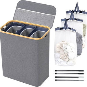 Diseño personalizado 145L Rectangular plegable de bambú grande 3 <span class=keywords><strong>bolsa</strong></span> de almacenamiento impermeable cesta de <span class=keywords><strong>ropa</strong></span> <span class=keywords><strong>sucia</strong></span> - Product Image 2