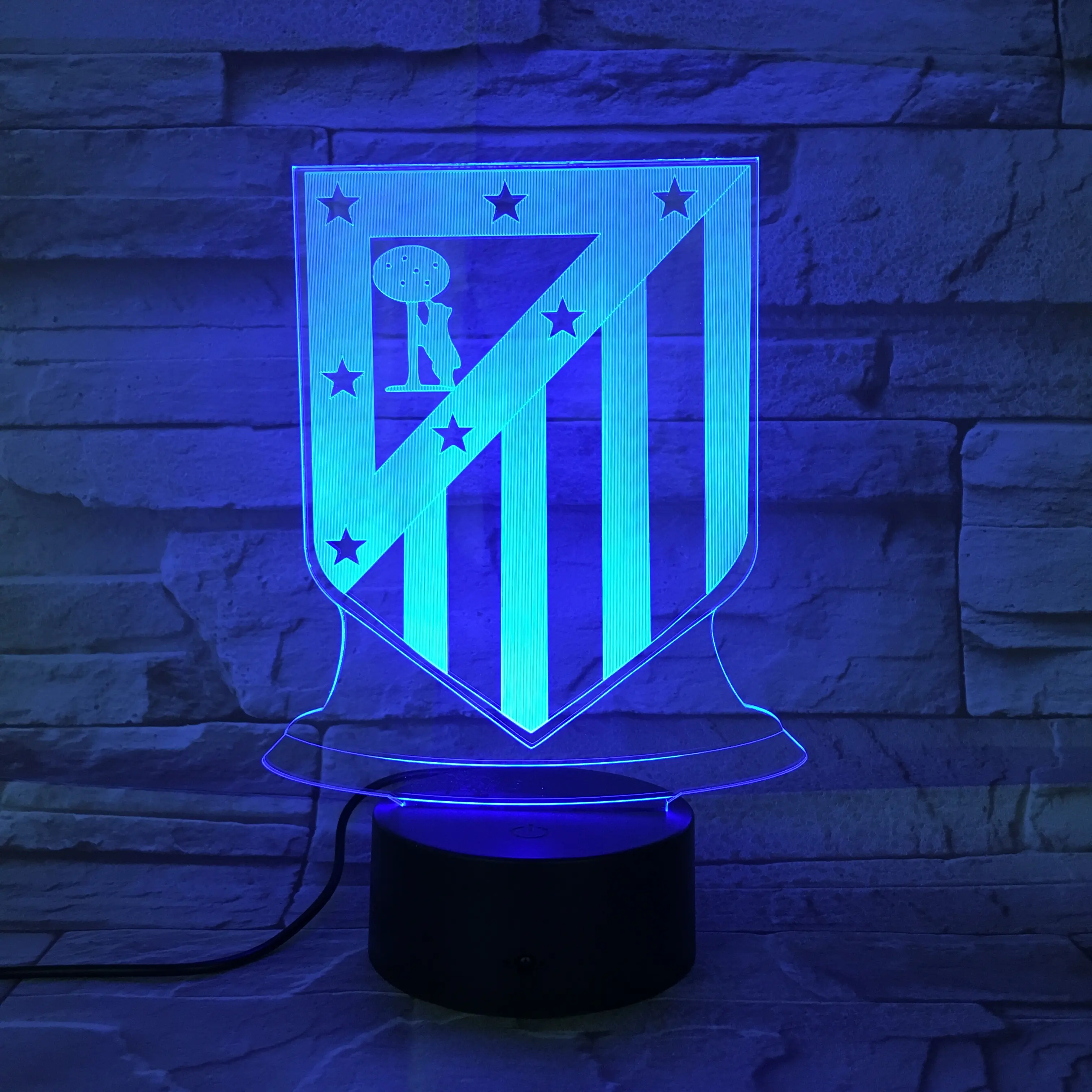 Custom engrave football club night lights Barcelona Real Madrid football logo 3d lamp nights