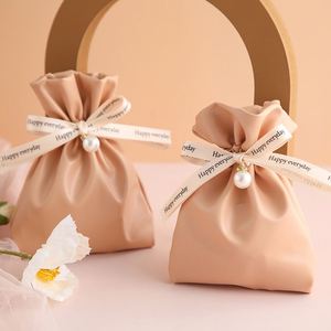 Blue Companion <b>Gift</b> <b>Bag</b> Premium With Pearl Ribbon PU Leather <b>Mini</b> Designer Wedding Drawstring Jewelry Candy <b>Gift</b> <b>Bag</b> - Product Image 3