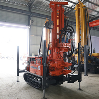 Petite foreuse rotative sur chenilles diesel pour puits d'eau, avec moteur, boîte de vitesses et roulement, pour roches dures et puits profonds, profondeur de forage max. 230 m