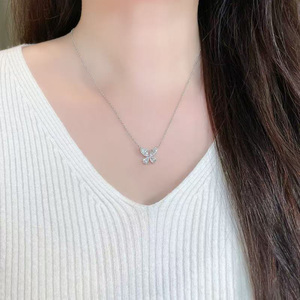 Collier pendentif en or blanc 18 carats avec diamant de laboratoire, or jaune, coupe marquise, <span class=keywords><strong>papillon</strong></span>, ajustable, bijoux fins, breloque délicate - Product Image 3