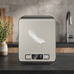Báscula Digital de Cocina de Vidrio Templado con Pantalla LCD, 5 kg/1 g, Fuente de Alimentación con 2 Pilas AAA, Capacidad de 10 kg, Ideal para Dieta y Envíos Postales - Product Image 3