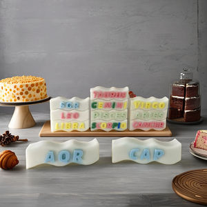 J1205 قالب سيليكون مستطيل لغة لغة فريدة مخصصة يمكن لصقها بنفسك شكل موجة تشكيلات كوكبة اثنى عشر حرف قالب شمع إبداعي - Product Image 1