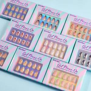 Btartbox Nails Supplier Vendor High Quality Artificial Fake False Nails Custom Wholesale Short Soft Gels Press On Nails Set