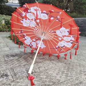 Antique chinois classique Hanfu soie danse parapluie contrôle manuel intérieur extérieur plafond décoration tissu parapluie pour fête - Product Image 2