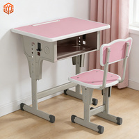 Ensemble bureau et chaise pour étudiants réglables en hauteur, design moderne, structure en acier ergonomique, mobilier scolaire avec rangement pour l'école primaire