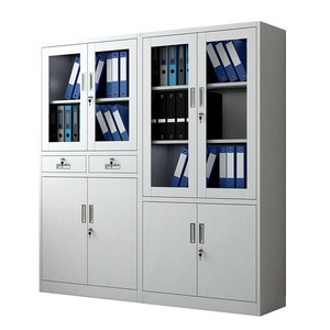 Office Filing Cabinet 4 Layers Steel Glass Door With Lock For Office Storage - Product Image 2
